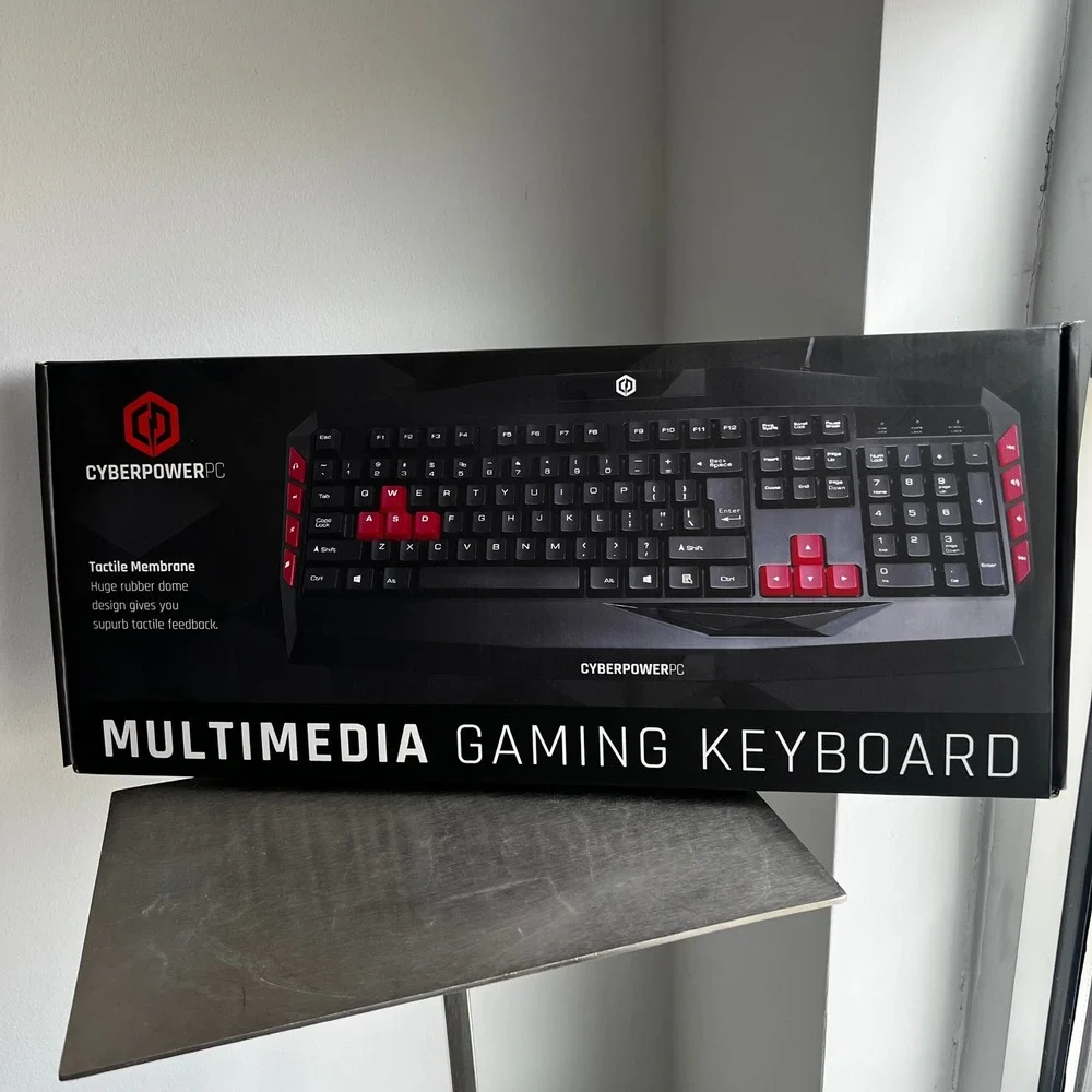 CyberPowerPC Multimedia Gaming Keyboard LED Illuminated Tactile Membrane USB